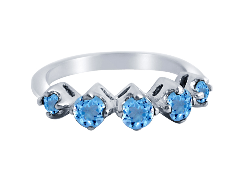 Damen-Ring - Sterling Silber 925 - Topas - Blau - Memoire