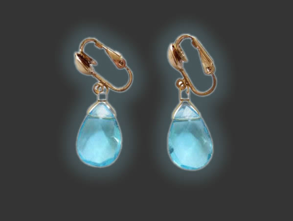 Aquamarin Ohrclips mit 585 Gold
