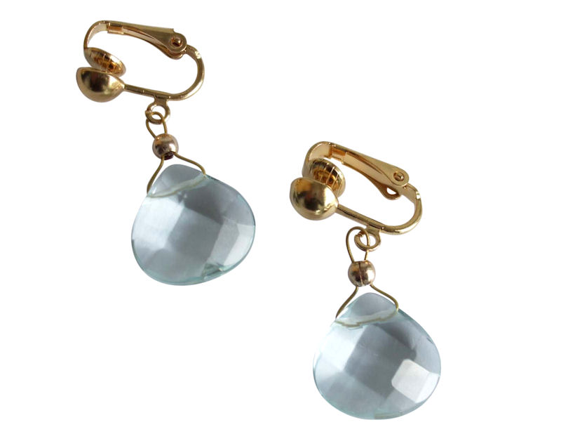Aquamarin Ohrclips 14K (585) Gold