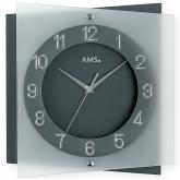AMS Quarz analog Wanduhr anthrazit/grau leise mit Glas AMS Quarz analog Wanduhr anthrazit/grau leise mit Glas
