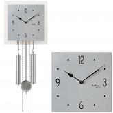 AMS Pendel-Wanduhr mechanisch silberfarben mit Aluminium quadratisch AMS Pendel-Wanduhr mechanisch silberfarben mit Aluminium quadratisch