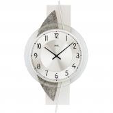 AMS Quarz analog Wanduhr Holz silberfarben mit Naturstein-Optik und Aluminium AMS Quarz analog Wanduhr Holz silberfarben mit Naturstein-Optik und Aluminium