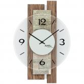 AMS Quarz analog Wanduhr Holz nussbaumfarben mit Naturstein Auflage und Glas AMS Quarz analog Wanduhr Holz nussbaumfarben mit Naturstein Auflage und Glas