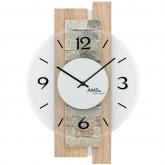 AMS Quarz analog Wanduhr Holz Sonoma-Optik mit Naturstein und Glas AMS Quarz analog Wanduhr Holz Sonoma-Optik mit Naturstein und Glas