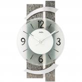 AMS Quarz analog Wanduhr Holz mit Naturstein-Optik und Aluminium Spiral-Design AMS Quarz analog Wanduhr Holz mit Naturstein-Optik und Aluminium Spiral-Design