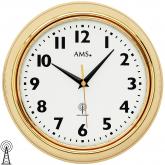AMS Funk analog Wanduhr Metall messingfarben rund mit Glas AMS Funk analog Wanduhr Metall messingfarben rund mit Glas
