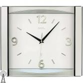 AMS Funk analog Wanduhr Kunststoffgehäuse silberfarben mit Glas AMS Funk analog Wanduhr Kunststoffgehäuse silberfarben mit Glas