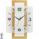 AMS Funk analog Wanduhr massiv Holz Buche eckig mit Glas AMS Funk analog Wanduhr massiv Holz Buche eckig mit Glas