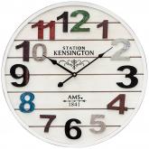 AMS Quarz analog Wanduhr "Station Kensington 1841" rund weiß Retro AMS Quarz analog Wanduhr "Station Kensington 1841" rund weiß Retro