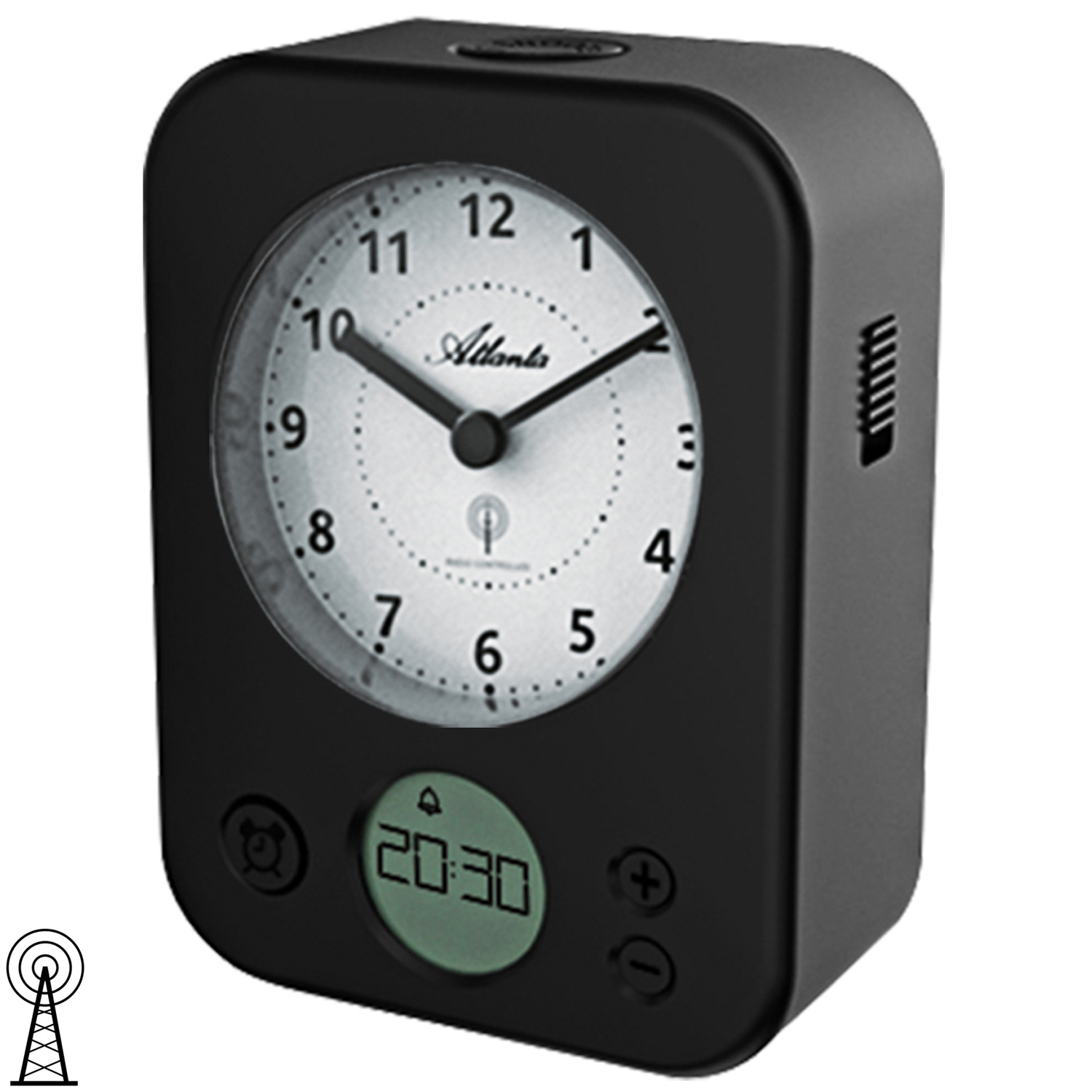 Atlanta Funk analog Wecker schwarz mit Licht und LCD-Anzeige ッ Wecker ッ ...