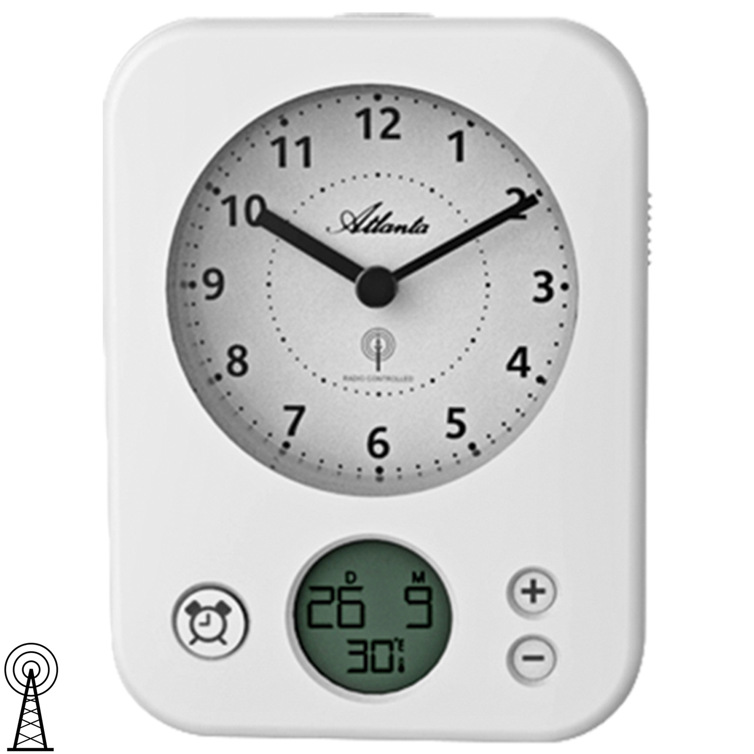 Atlanta Quarz-Wecker Mit Wireless Charging | LED Anzeige Bambus Gehäuse