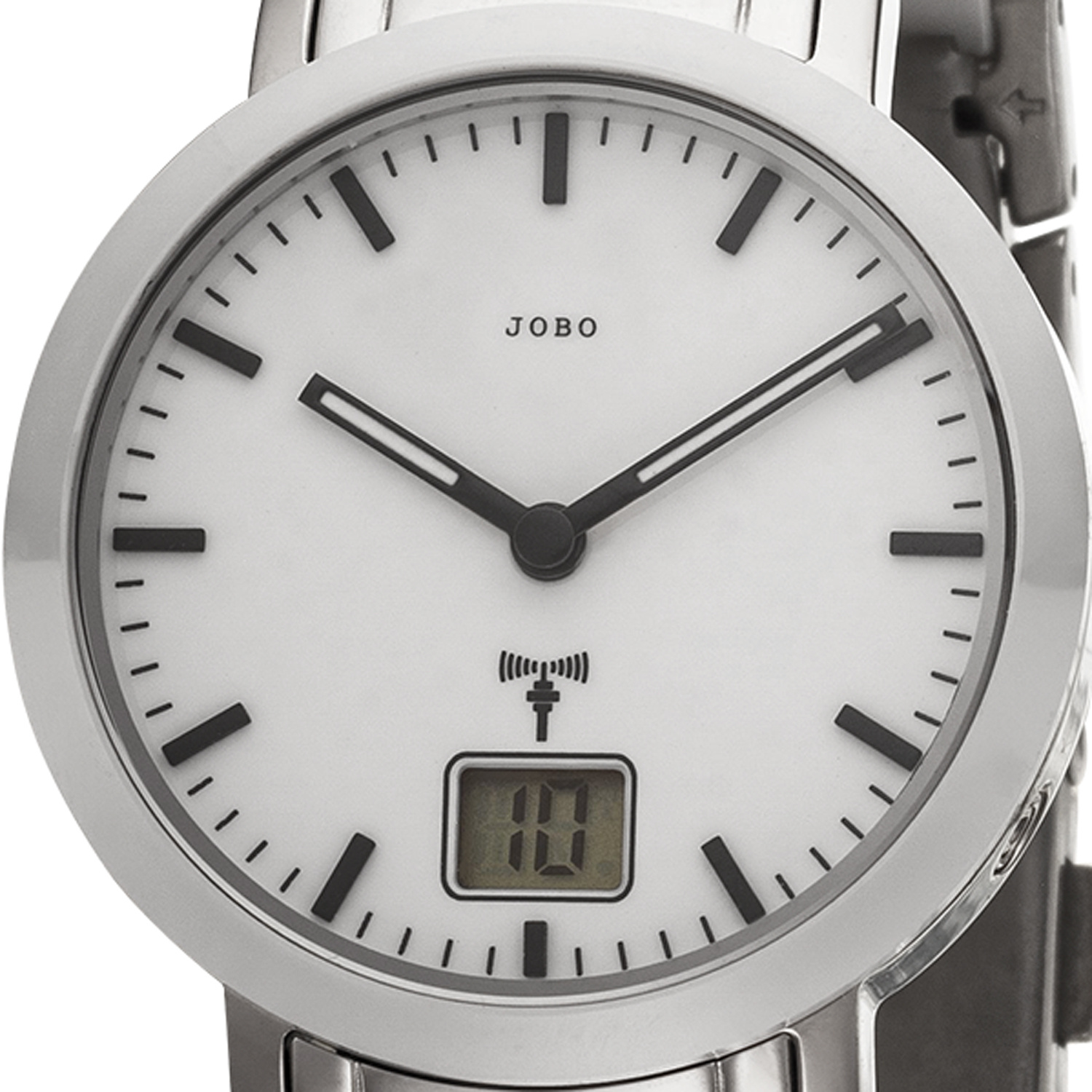 JOBO Damen Funk analog Armbanduhr Edelstahl mit Keramik weiß und Datum ッ  Damenuhren ッ | Quarzuhren