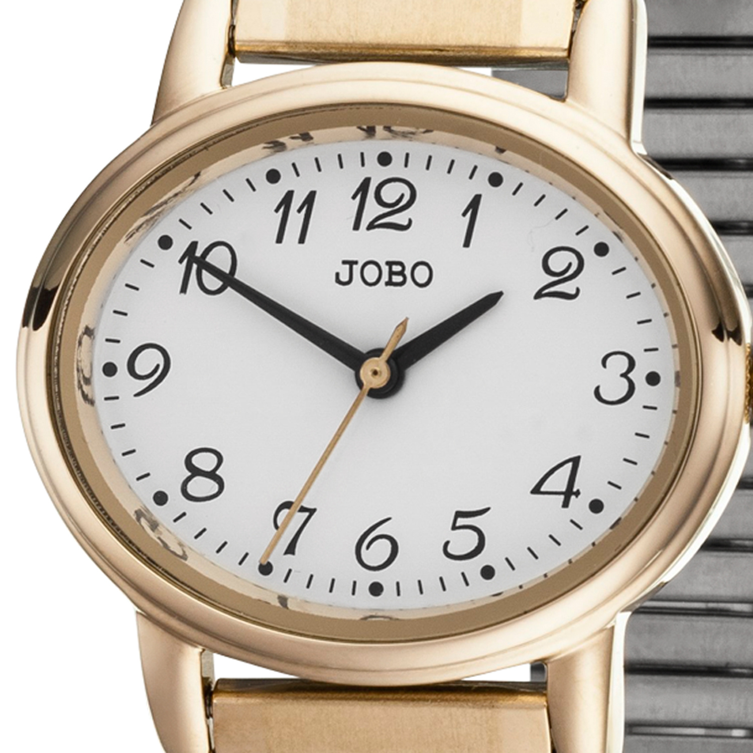 JOBO Quarz analog Damen Armbanduhr aus Edelstahl/vergoldet mit Flexband ッ  Damenuhren ッ