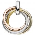 Anhänger Ring Design verschlungen 925 Sterling Silber/teilvergoldet tricolor