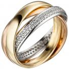 Damen Ring 585 Gold tricolor mit 122 Brillanten 0,61 ct. verschlungen
