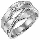 Damen Ring 925 Sterling Silber mit 34 Zirkonia weiß Flecht-Optik