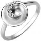 Damen Ring 925 Silber/teilmattiert mit 4 Zirkonia weiß spiralförmig