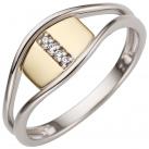 Damen Ring 585 Weiß-/Gelbgold bicolor mit 4 Brillanten