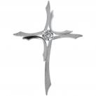 Anhänger "Kreuz" 925 Silber/teilmatt mit Zirkonia weiß geschwungen