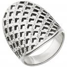 Damen Ring Edelstahl gotisch breit mit Gitter-Struktur