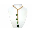 Lariat-Halskette vergoldet mit 4 Turmalinen grün  ca. 100 cm