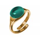 Ring 925 Silber/vergoldet mit Turmalin Cabochon grün