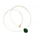 Collier/Juwelierdraht vergoldet mit Turmalin Tropfen grün