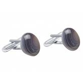 Herren-Manschettenknöpfe 925 Silber mit Achat Cabochons grau  ca. 18 mm | Herrenschmuck