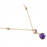 Collier 925 Silber/vergoldet mit Rosenquarz und Amethyst | Edelsteine