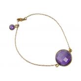 Armband vergoldet mit 2 Amethysten violett ca. 19 cm | Edelsteine