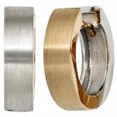 Creolen rund 585 Gelb-/Weißgold bicolor teilmattiert | Weißgoldschmuck