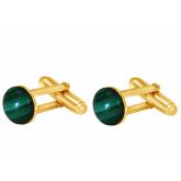 Herren-Manschettenknöpfe vergoldet mit Malachit Cabochon ca. 10 mm | Edelsteine