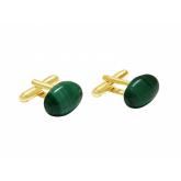 Herren-Manschettenknöpfe vergoldet mit Malachit Cabochon ca. 16 mm | Edelsteine