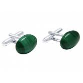 Herren-Manschettenknöpfe 925 Silber mit Malachit  16 mm | Edelsteine