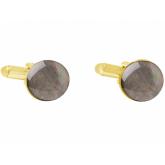 Herren-Manschettenknöpfe vergoldet mit Perlmutt Cabochon dunkelgrau ca. 12 mm | Herrenschmuck