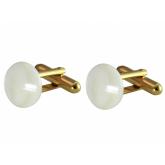 Herren-Manschettenknöpfe vergoldet mit Perlmutt Cabochon weiß ca. 12 mm | Herrenschmuck