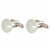 Herren-Manschettenknöpfe 925 Silber mit Perlmutt Cabochon weiß ca. 12 mm | Herrenschmuck