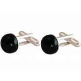 Herren-Manschettenknöpfe 925 Silber Onyx Cabochon schwarz ca. 12 mm | Edelsteine