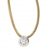 Collier mit Brillant-Anhänger 0,25 ct. 585 Gelb-/Weißgold bicolor | Gelbgoldschmuck