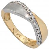 Damenring 14 K (585) Gelb- und Weißgold mit Brillianten 0,10ct. | Bicolor Schmuck