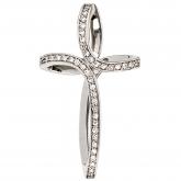 Anhänger "Kreuz" 14 K (585) Weißgold mit Brillianten 0,30ct. | Edelsteine