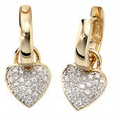Creolen "Herz" 14 K (585) Gelbgold mit Brillianten 0,25ct. | JOBO