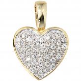 Anhänger "Herz" 14 K  (585) Gelbgold mit Brillianten 0,25ct. | Edelsteine