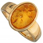 Damenring 585/-Gelbgold mit Bernstein | Edelsteine