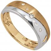 Damen Ring 585 Gelb-/Weißgold bicolor mit 5 Brillanten | Weißgoldschmuck
