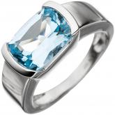 Damen Ring 585 Weißgold mit Blautopas geometrisch | Edelsteine