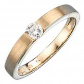 Damen Ring 14k (585) Gelbgold mattiert mit Brillant 0,25ct. | Gelbgoldschmuck