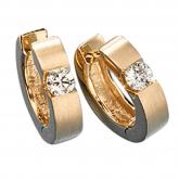 Creolen 585 Gelbgold mattiert mit Diamant-Brillanten 0,30ct. | Edelsteine