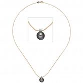 Collier 585 Gelb-/ Weißgold mit Tahiti-Zuchtperle und Diamant-Brillant | Weißgoldschmuck
