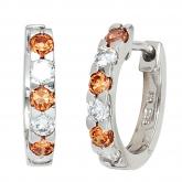 Creolen rund 925 Sterling Silber mit Zirkonia champagner und weiß | Silberschmuck